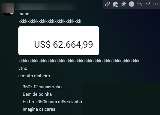 Resultado: US$ 62 mil de receita